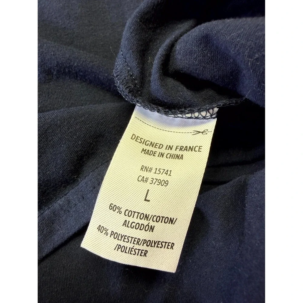 Lacoste Sleepwear Top Mens Large Navy Blue Cotton Blend Pocket Embroidered Logo